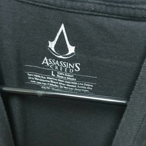 Assassins Creed Original Red Logo Large Black Tee T-Shirt Video Game - Picture 3 of 4